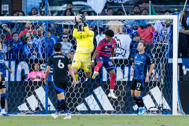 SAN JOSE, CA - MAY 16: Daniel 42 of the San Jose Earthquakes makes a save during a match against FC Dallas on May 16, 2026 at PayPal Park in San Jose, CA. (Photo by Matthew Huang Icon Sportswire) SOCCER: MAY 16 MLS, Fussball Herren, USA San Jose Earthquakes vs FC Dallas EDITORIAL USE ONLY Icon260516008