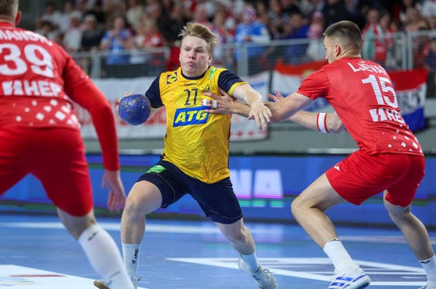 Croatia v Sweden: Internation Friendly Handball Match Axel Mansson of Sweden in action during the International Friendly, Länderspiel, Nationalmannschaft handball match between Croatia and Sweden at Arena Varazdin on May 16, 2026.  SanjinxStrukic PIXSELL