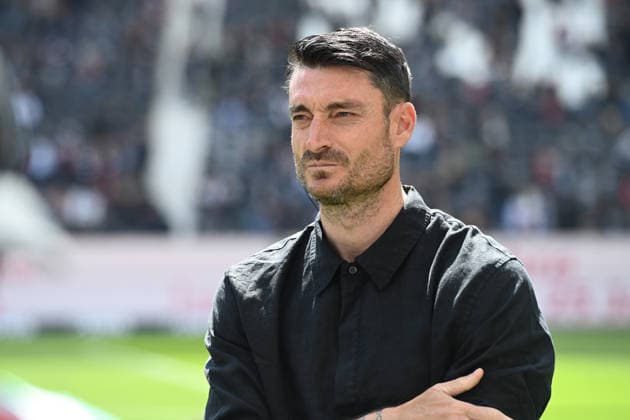 Trainer Albert RIERA (F) Fussball 1. Bundesliga Saison 2025 2026, 34.Spieltag, Spieltag34, matchday34, Eintracht Frankfurt (F) - VfB Stuttgart (S) 2-2 am 16.05.2026 Deutsche Bank Park Frankfurt. DFL regulations prohibit any use of photographs as image sequences and or quasi-video Â