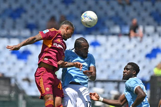 RECORD DATE NOT STATED 17th May 2026, Stadio Olimpico, Rome, Italy; Serie A Football; Roma versus Lazio; Wesley of AS Roma under pressure from Nuno Tavares of SS Lazio AllShotLive