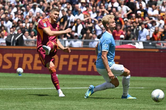 RECORD DATE NOT STATED 17th May 2026, Stadio Olimpico, Rome, Italy; Serie A Football; Roma versus Lazio; Artem Dovbyk of AS Roma scoring chance AllShotLive