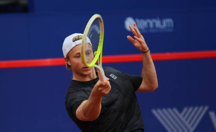 Bitpanda Hamburg Open, ATP, Tennis Herren 500, 2. Runde in der Qualifikation: DTB-Profi Max Schönhaus ballt die Faust nach einem gewonnenen Ballwechsel