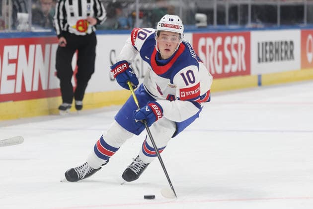 17.05.2026 Swiss Life Arena Zuerich , SCHWEIZ, Eishockey Herren IIHF World Championship, WM, Weltmeisterschaft Zurich 2026 Gruppe A USA - GBR James Hagens (USA)