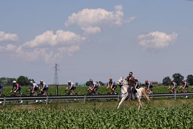 The pack rides during Stage 9 of the Giro d™Italia from Cervia to Corno alle Scale, Italy, Sunday May 17, 2026.  Copyright: xMarcoxAlpozzi LaPressex