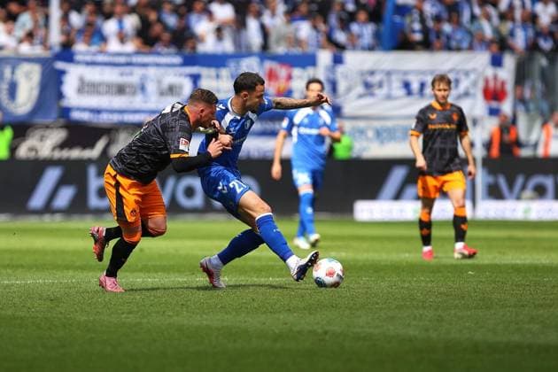 Magdeburg, Sachsen-Anhalt, Deutschland, 17.05.2026: Avnet Arena: 34. Spieltag, Saison 2025 26, 2. Fußball-Bundesliga: 1. FC Magdeburg - 1. FC Kaiserslautern: Falko Michel (21, 1. FC Magdeburg) am Ball Copyright: xdtsxNachrichtenagenturx dts_119121