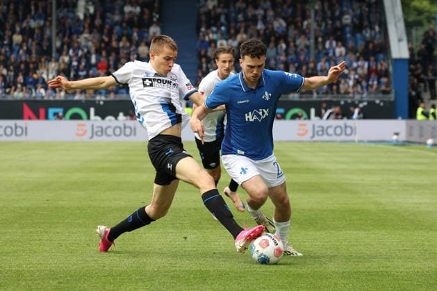 2026.05.17 xjfx 2.Bundesliga SV Darmstadt 98 - SC Paderborn v.l., Filip Bilbija (SC Paderborn), Sergio Lopez (SV Darmstadt 98), zweikampf, action, aktion, battles for the Ball (DFL DFB REGULATIONS PROHIBIT ANY USE OF PHOTOGRAPHS as IMAGE SEQUENCES and or QUASI-VIDEO) Copyright: JoaquimxFerreira