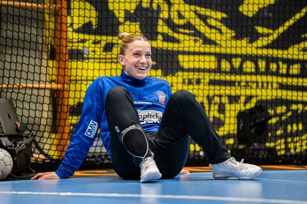 HSG Blomberg-Lippe (GER) vs. Borussia Dortmund (GER) Handball, 1. Handball Bundesliga Frauen, Finale, Spiel 1, 17.5.2026, Saision 2025 2026, Dortmund Alexia Hauf (HSG Blomberg-Lippe, 31) beim Aufwaermen Dortmund Sporthalle Wellinghofen Deutschland