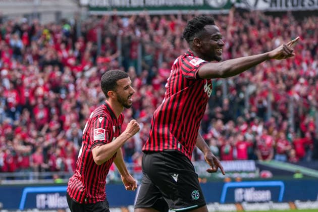 Deutschland: Fussball 2. Bundesliga, Saison 2025 26, 34. Spieltag, Hannover 96 vs 1. FC Nürnberg, 17.05.2026, Heinz von Heiden Arena (Hannover, Niedersachsen) Tor zum 2:1 durch Waniss Taibi (Hannover 96, 26) Torjubel Freude Emotionen Copyright: xLeonxFrickx