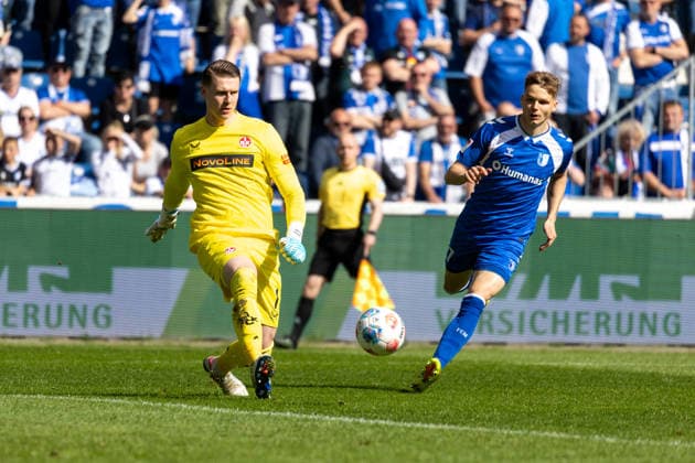 Deutschland: 2.Bundesliga, 34. Spieltag, Saison 2025 2026, 1.FC Magdeburg vs 1. FC Kaiserslautern Avnet Arena (Magdeburg) : Krahl Julian (1. FC Kaiserslautern, 1) Copyright: xMichellexLukax