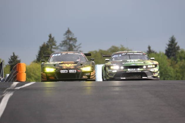 RECORD DATE NOT STATED 67 Dennis Olsen (NOR) Christopher Mies (Erkrath GER) Frederic Vervisch (BEL) Frank Stippler (Bad Muenstereifel GER), Ford Mustang GT3, Team: HRT Ford Racing (GER) und 8 Alexey Veremenko (Kaltenborn GER) Vasili Selivanov (KGZ) Elia Erhardt (Roettenbach GER), Audi R8 LMS Evo II, Team: JUTA Racing (KGZ) GER, Motorsport, 54. ADAC Ravenol 24H-Rennen Nuerburgring 2025, Rennen, Nuerburg, 17.05.2026 GER, Motorsport, 54. ADAC Ravenol 24H-Rennen Nuerburgring 2025, Rennen, Nuerburg, 17.05.2026 Nuerburg Copyright: xEibner-Pressefoto JuergenxAugstx EP_JAT