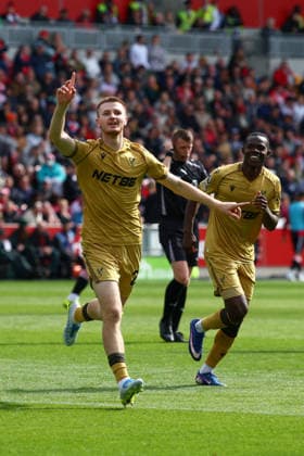 Premier League: Brentford v Crystal Palace LONDON, UK - 17th May 2026: Adam Wharton of Crystal Palace celebrates scoring his side s second goal during the Premier League match between Brentford FC and Crystal Palace FC at Gtech Community Stadium London Gtech Community Stadium England United Kingdom Copyright: xCraigxMercerx xPeakxActionxPhotosx