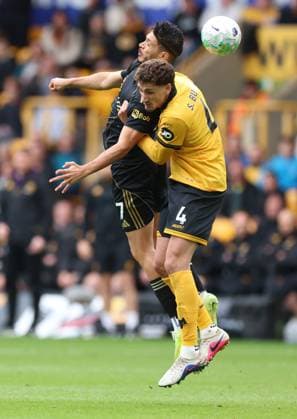 Raul JimÃ nez of Fulham and Santiago Bueno of Wolverhampton Wanderers Wolverhampton Wanderers v Fulham, Premier League, Football, Molineux, Wolverhampton, UK - 17 May 2026Wolverhampton Molineux United Kingdom EDITORIAL USE ONLY No use with unauthorised audio, video, data, fixture lists, club league logos or live services. Online in-match use limited to 120 images, no video emulation. No use in betting, games or single club league player publications.  Copyright: xRyanxBrowne Shutterstockx 16877463eg