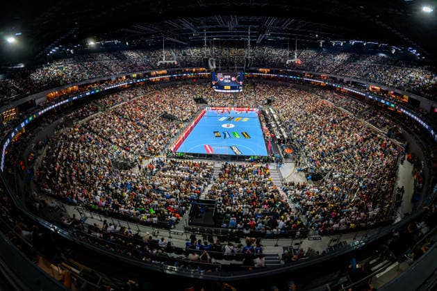 Koeln: Handball Laenderspiel - Deutschland - Daenemark Übersicht, Arena, Spielstätte, Innenansicht, Zuschauer, Fankurve Fans Fanblock Koeln Lanxess Arena Deutschland