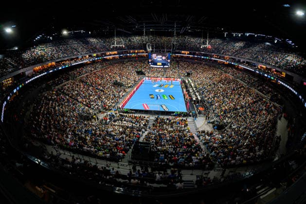 Koeln: Handball Laenderspiel - Deutschland - Daenemark Übersicht, Arena, Spielstätte, Innenansicht, Zuschauer, Fankurve Fans Fanblock Koeln Lanxess Arena Deutschland