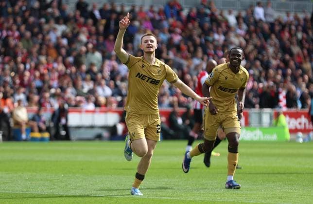 Premier League - Brentford FC v Crystal Palace FC LONDON, ENGLAND, MAY 17: GOAL 2-1. Adam Wharton of Crystal Palace goal celebration after scoring his first goal for Crystal Palace during the Premier League match between Brentford FC v Crystal Palace FC at GTECH Community Stadium, London, England, on May 17. (Photo by Daniel Weir) London GTCH Community Stadium England Copyright: xDanielxWeir SportsxPressxPhotox Sportspressphoto_SPR148733