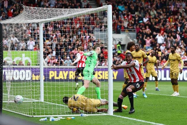 Dango Ouattara of Brentford celebrates scoring their sides second goal Brentford v Crystal Palace, Premier League, Football, Gtech Community Stadium, London, UK - 17 May 2026London Gtech Community Stadium United Kingdom EDITORIAL USE ONLY No use with unauthorised audio, video, data, fixture lists, club league logos or live services. Online in-match use limited to 120 images, no video emulation. No use in betting, games or single club league player publications.  Copyright: xMichaelxZemanek Shutterstockx 16877452ap