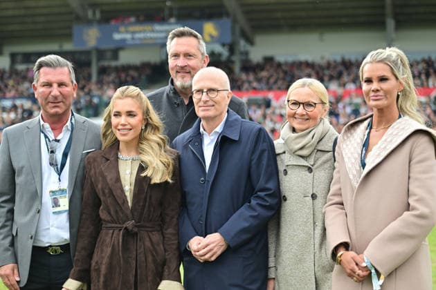 Sport Bilder des Tages GER; Al Shira aa Deutsches Spring- & Dressur Derby Hamburg, Al Shira aa 95. Deutsches Spring-Derby 17.05.2026, GER; Al Shira aa Deutsches Spring- & Dressur Derby Hamburg, PAl Shira aa 95. Deutsches Spring-Derby präsentiert von Melitta CSI4* - Al Shira aa Derby Tour - Finale im Bild Erster Buergermeister Dr. Peter Tschentscher mit Ehefrau und Sylvie Meis