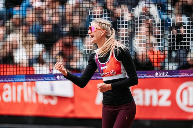 Beachvolleyball Frauen Allianz German Beach Tour 2026 Tourstop Düsseldorf 17.05.2026 Nele Barber jubelt Düsseldorf Robert-Lehr-Ufer Nordrhein-Westfalen Deutschland