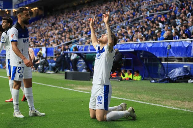 RECORD DATE NOT STATED ESP: LaLiga EA Sports Real Oviedo v Alaves Toni Martinez scores goal (0-1) for Alaves and celebrates his goal during LaLiga EA Sports, between Real Oviedo v Alaves played at Carlos Tartiere Stadium in Oviedo on May 17th, 2026 in Spain; Oviedo Spain Futbol Copyright: xAgenciaxLOFx