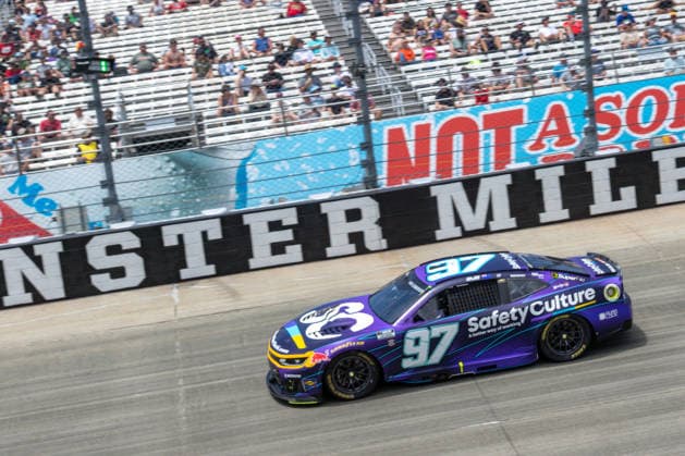 DOVER, DE - MAY 17: Shane Van Gisbergen ( 97 Trackhouse Racing SafetyCulture Chevrolet races into turn 1 during the NASCAR, Motorsport, USA Cup Series All-Star Race on May 17, 2026, at Dover Motor Speedway in Dover, DE. (Photo by David Hahn Icon Sportswire) AUTO: MAY 17 NASCAR Cup Series All-Star Race EDITORIAL USE ONLY Icon260517039