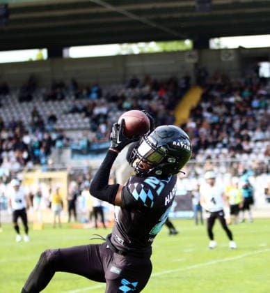 Bijon HARRIS (Muenchen), European Football Alliance, Munich Ravens vs Raiders Tirol, Muenchen, Gruenwalder Stadion, 17.05.26 Copyright: WolfgangxFehrmann