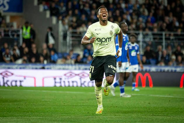 FOOTBALL : Racing de Strasbourg vs AS Monaco FC - Ligue 1 McDonald s - 17 05 2026 Joie des joueurs de l equipe de AS Monaco FC apres le but de Fati Vieira Anssumane 31 (AS Monaco)  Copyright: xx