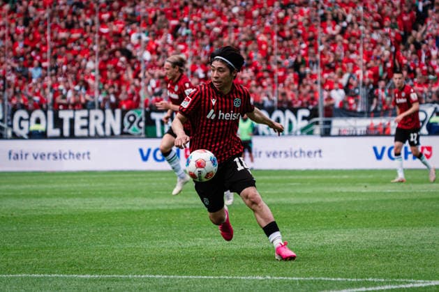 2. Bundesliga: Hannover 96 vs. 1. FC Nürnberg, 17.05.2026 Daisuke Yokota (Hannover 96, 18) am Ball; Fußball, 2. Bundesliga, 34. Spieltag: Hannover 96 vs. 1. FC Nürnberg am 17.05.2026 in der Heinz von Heiden Arena, Hannover DFL REGULATIONS PROHIBIT ANY USE OF PHOTOGRAPHS AS IMAGE SEQUENCES AND OR QUASI-VIDEO. Copyright: xBEAUTIFULxSPORTS Tonhäuserx