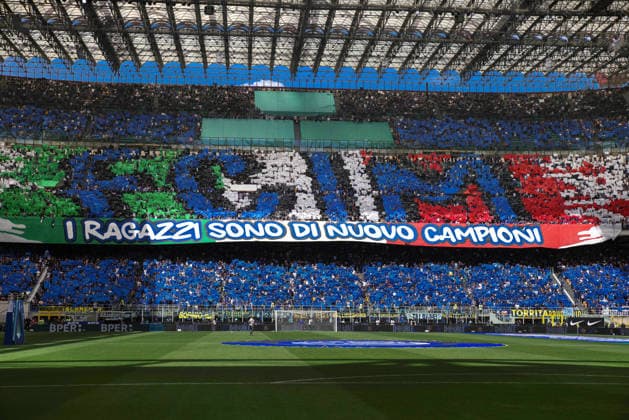 FC Inter vs Hellas Verona, Lega Calcio Serie A EniLive 2025 2026 day 37 at San Siro Stadium Italy, Milan, 2026 05 17: fans of FC Inter show a big banner in the stands: the boys are still the champion during soccer game FC Inter vs Hellas Verona, Serie A Enilive 2025-2026 day 37 at San Siro Stadium Italy, Milan, 2026 05 17: FC Inter vs Hellas Verona, Serie A EniLive 2025 2026 day 37 at San Siro Stadium. Milan Italy Copyright: FabrizioxAndreaxBertani