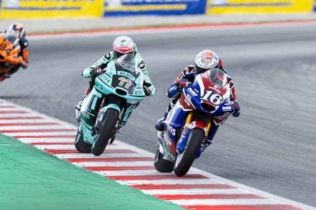May 17, 2026, Barcelona, Barcelona, Spain: MONTMELO, SPAIN - MAY 17: Joe Roberts 16 of OnlyFans American Racing Team and Alex Escrig 11 of KLINT Racing Team in action during the Moto2 race at the Grand Prix of Catalunya at Circuit de Barcelona-Catalunya on May 17, 2026 in Montmelo, Spain. Barcelona Spain - ZUMAs316 20260517_znp_s316_085 Copyright: xMartixSeguraxRamonedax