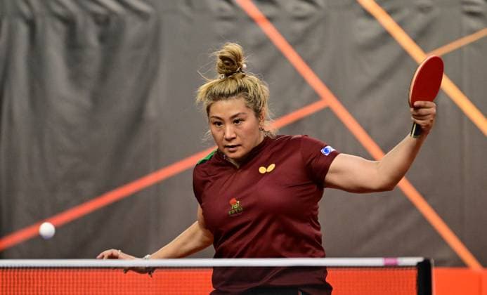 RECORD DATE NOT STATED Jieni Shao from Portugal at WTT Feeder Lagos in Portugal. Jieni Shao from Portugal competes in the WTT Feeder in Lagos, Portugal, on May 18, 2026. Lagos, Portugal Hessen Portugal