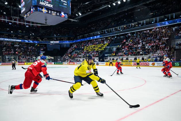 260518 Viggo Björck of Sweden during the 2026 IIHF Ice hockey, Eishockey World Championship, WM, Weltmeisterschaft match between Sweden and Czech Republic on May 18, 2026 in Fribourg. Photo: Jesper Zerman BILDBYRAN kod JZ JZ0719 ishockey ice hockey ishockey-vm 2026 vm 2026 iihf world championship sverige sweden tjeckien czech republic bbeng Copyright: JESPERxZERMAN BB260518JZ194