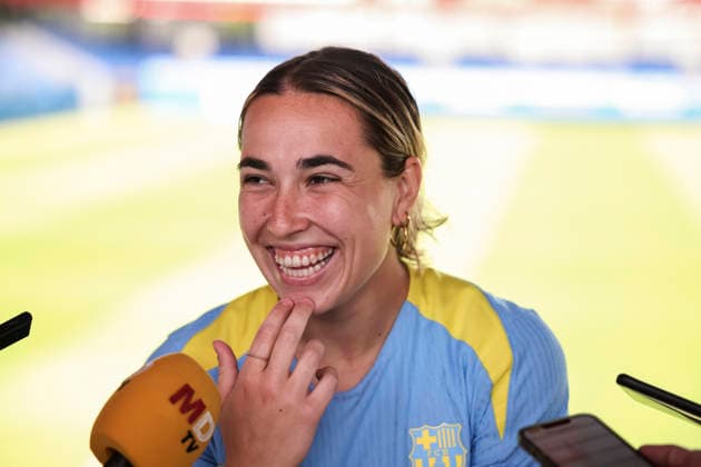 May 19, 2026, Sant Joan Despi, Barcelona, SPAIN: Catalina Thomas Coll Lluch speaks to the media during the training day of FC Barcelona, Barca ahead UEFA Women Champions League 2025 26, Final football match against OL Lyonnes at Ciutat Esportiva Joan Gamper on May 19, 2026 in Sant Joan Despi, Barcelona, Spain. Sant Joan Despi SPAIN - ZUMAa181 20260519_zaa_a181_032 Copyright: xJavierxBorregox