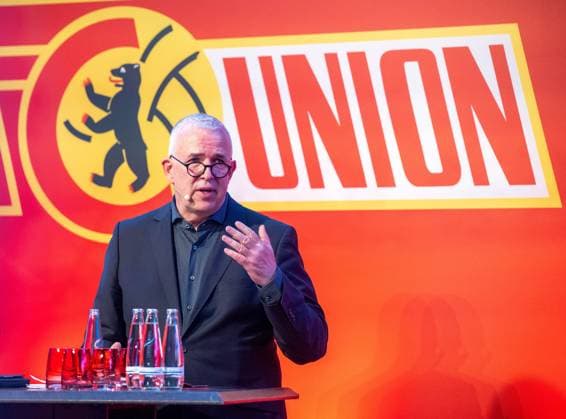 Fußball, Herren, Saison 2025 2026, 1. Bundesliga, 1. FC Union Berlin, Ordentliche Mitgliederversammlung im Stadion An der Alten Försterei, Präsident Dirk Zingler (1. FC Union), 19.05. 2026, Copyright: xMatthiasxKochx