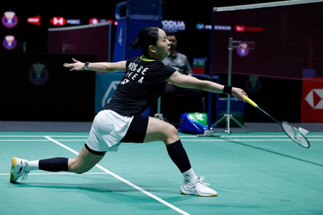 Perodua Malaysia Masters in Kuala Lumpur - 19 May 2026 Park Ga Eun of Korea plays against Aakarshi Kashyap of India (not pictured) during the Women s Singles qualifying match of the Perodua Malaysia Masters 2026 at Unifi Arena. Park Ga Eun won with scores; 15 22 21 : 21 20 7. Kuala Lumpur Malaysia Copyright: xWongxFokxLoyx xSOPAxImagesx 20260519_PDM_0610 copy