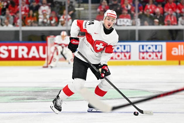 ZURICH, SWITZERLAND - MAY 20: Dean Kukan of Switzerland in action during the 2026 IIHF Ice hockey, Eishockey World Championship, WM, Weltmeisterschaft Switzerland game between Austria and Switzerland at Swiss Life Arena on May 20, 2026 in Zurich, Zurich. Zurich Swiss Life Arena Zurich Switzerland Copyright: xJustPictures.ch AndreaxBrancax jp-en-EuSpIm-JP7_ANB_Aut_Swi_20052026_7208