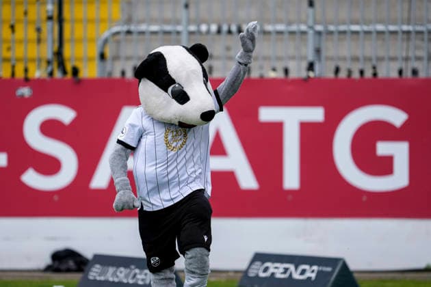 Hardi (Maskottchen, SV Sandhausen, SVS), Einzelbild, Einzelfoto, Aktion, Action, im Sondertrikot 110 Jahre SV Sandhausen (SVS), 20.05.2026, Sandhausen (Deutschland), Fussball, Jubiläumsspiel, SV Sandhausen - Eintracht Frankfurt