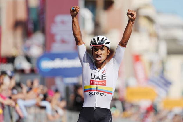 Ecuador™s Manuel Jhonatan Narvaez of UAE Team Emirates XRG stage winner during Stage 11 of the Giro d™Italia from Porcari to Chiavari, Italy, Wednesday May 20, 2026.  Copyright: xMassimoxPaolone LaPressex