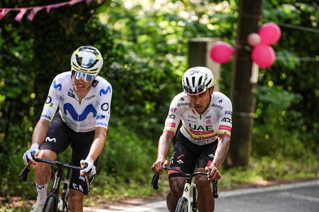 Spain™s Enric Mas Nicolau of Movistar Team and Ecuador™s Manuel Jhonatan Narvaez of UAE Team Emirates XRG during Stage 11 of the Giro d™Italia, from Porcari to Chiavari, Italy, Wednesday, May 20, 2026.  Copyright: xMarcoxAlpozzi LaPressex