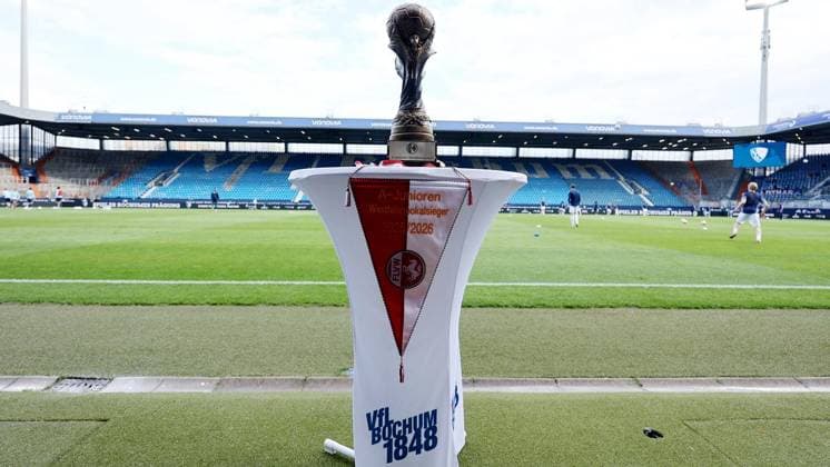 Finale U19-Westfalenpokal VfL Bochum - FC Schalke 04 ** NUR FÜR REDAKTIONELLE ZWECKE ** EDITORIAL USE ONLY **<p>Der Westfalenpopkal vor dem U19 Westfalenpokalfinale zwischen dem VfL Bochum und FC Schalke 04 am 20. Mai 2026 im Vonovia Ruhrstadion in Bochum. Deutschland Nordrhein-Westfalen Bochum Copyright: ChristofxKöpsel