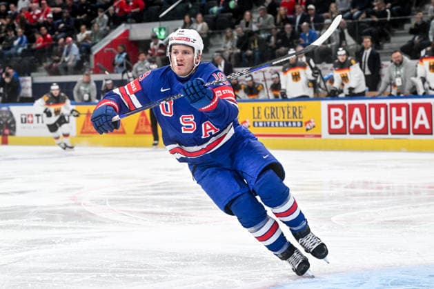 ZURICH, SWITZERLAND - MAY 20: Matthew Tkachuk of the United States in action during the 2026 IIHF Ice hockey, Eishockey World Championship, WM, Weltmeisterschaft Switzerland game between USA and Germany at Swiss Life Arena on May 20, 2026 in Zurich, Zurich. Zurich Swiss Life Arena Zurich Switzerland Copyright: xJustPictures.ch AndreaxBrancax jp-en-EuSpIm-JP7_ANB_USA_Ger_20052026_7737