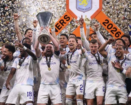 Aston Villa lift the Europa League trophy SC Freiburg v Aston Villa, UEFA Europa League, Final, Football, Besiktas Park, Istanbul, Turkiye - 20 May 2026Istanbul Besiktas Park United Kingdom EDITORIAL USE ONLY No use with unauthorised audio, video, data, fixture lists, club league logos or live services. Online in-match use limited to 120 images, no video emulation. No use in betting, games or single club league player publications.  Copyright: xRaddadxJebarah Shutterstockx 16883158dg