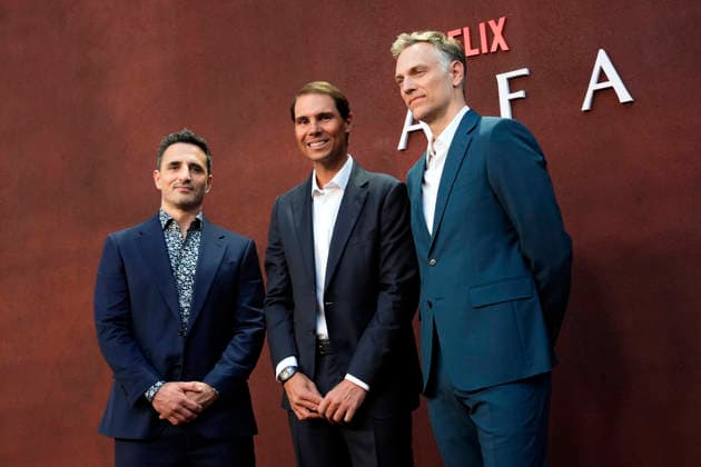 Diego Avalos, Rafa Nadal and Zach Heinzerling attend RAFA premiere. May 20, 2026. (20260521336)
