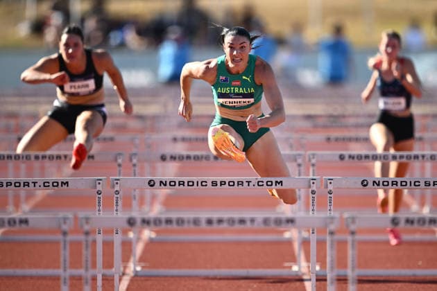 ATHLETICS OCEANIA CHAMPIONSHIPS, Michelle Jenneke of Australia competes in the Women s 100m Hurdles Heats during the 2026 Oceania Athletics Championships at Arafura Stadium, Darwin, Thursday, May 21, 2026. ( NO ARCHIVING DARWIN NORTHERN TERRITORY AUSTRALIA  Copyright: xJOELxCARRETTx 20260521135969931786