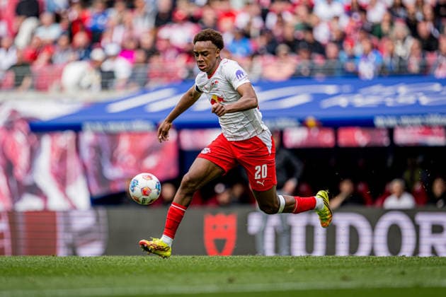 Leipzigs Assan Ouedraogo. Fussball 1. Bundesliga, 33. Spieltag: RB Leipzig - FC St. Pauli 2:1. 9. Mai 2026: Leipzig, Red Bull Arena. RB Leipzig - FC St. Pauli 2:1