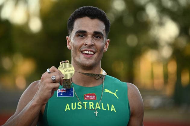 ATHLETICS OCEANIA CHAMPIONSHIPS, Aidan Murphy of Australia celebrates winning the Men s 200m Final during the 2026 Oceania Athletics Championships at Arafura Stadium, Darwin, Thursday, May 21, 2026. ( NO ARCHIVING DARWIN NORTHERN TERRITORY AUSTRALIA  Copyright: xJOELxCARRETTx 20260521130937012386