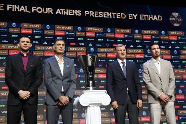 EuroLeague Final Four press conference, PK, Pressekonferenz held in Athens ahead of tournament ATHENS, GREECE - MAY 21: A view from the pre-tournament press conference ahead of the EuroLeague Final Four at the Onassis Foundation in Athens, Greece, on May 21, 2026. The head coaches and players from the participating teams—defending champions Fenerbahce Beko, Olympiacos, Real Madrid, and Valencia Basket—attended the official media event ahead of the championship battles. Ayhan Mehmet Anadolu Athens Greece. Editorial use only. Please get in touch for any other usage.  Copyright: x2026xAnadoluxAyhanxMehmetx