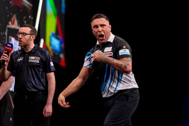 2026 BetMGM Premier League Darts, Night 16, Sheffield Gerwyn Price celebrates winning a leg during the 2026 BetMGM Premier League Darts, Night 16 at the Utilita Arena, Sheffield, England on 21 May 2026 Credit: Alex Young Every Second Media Editorial use only. All images are copyright Every Second Media Limited. No images may be reproduced without prior permission. Copyright: xIMAGO EveryxSecondxMediax ESM-2003-0020 AlexxYoungx xEveryxSecondxMediax