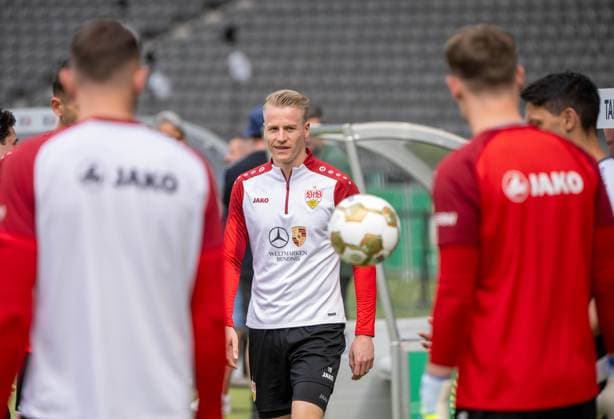 Fußball, Herren, Saison 2025 2026, 83. DFB-Pokal-Finale, FC Bayern München - VfB Stuttgart, Training am Vortag, im Bild: Chris Führich (VfB Stuttgart), 22.05. 2026, Copyright: xMatthiasxKochx