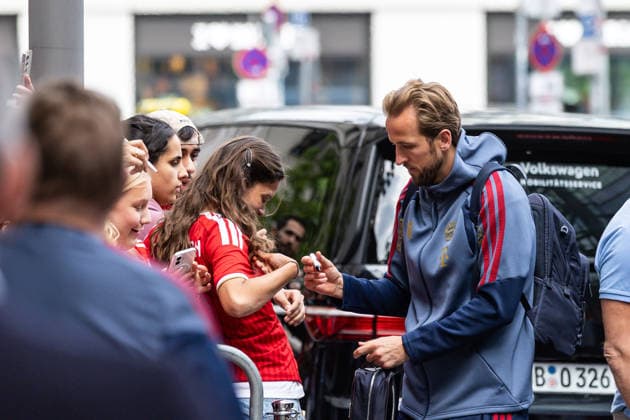 GER, DFB-Pokalfinale, Training und Pressekonferenz, FC Bayern München - VfB Stuttgart. 22.05.2026, Olympiastadion, Olympiastadion, GER, DFB-Pokalfinale, Training und Pressekonferenz, FC Bayern München - VfB Stuttgart. Harry Kane (FC Bayern München 9) bei der Ankunft im Hotel Â