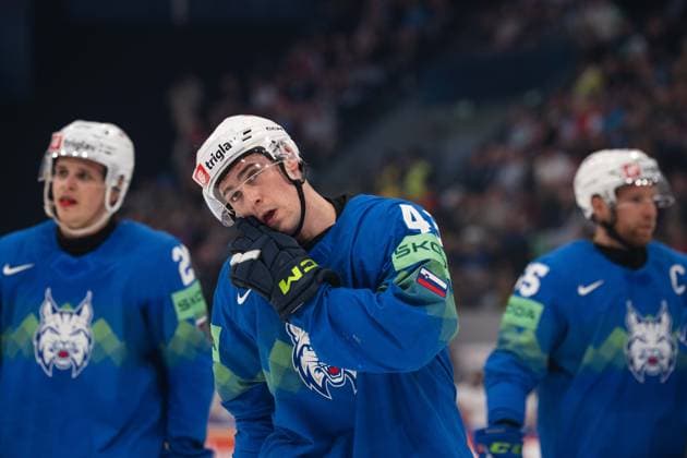 FRIBOURG, FRIBOURG - MAY 22: Matic Torok of Slovenia during the 2026 IIHF World Championship, WM, Weltmeisterschaft Preliminary Round Group B match between Canada and Slovenia at BCF Arena on May 22, 2026 in Fribourg, Fribourg, Switzerland. Copyright: xLivioxBaeriswylx xSPPx Sportspressphoto_SPR151822